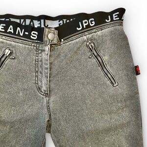 RARE JPG Jeans Vintage 90s Grey Mid Rise Moto Stretch Skinny Jeans Zipper 0